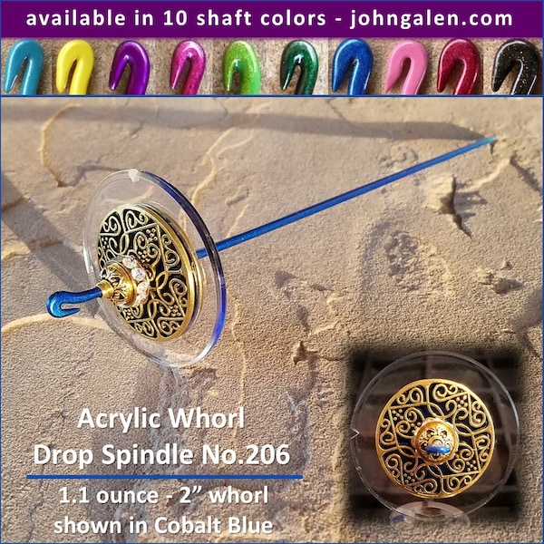 Beaded Acrylic Whorl Drop Spindle No.206 - Choose from 10 Shaft Colors - Free Shipping (US)