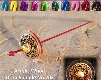 Beaded Acrylic Whorl Drop Spindle No.203 - Choose from 10 Shaft Colors - Free Shipping (US)
