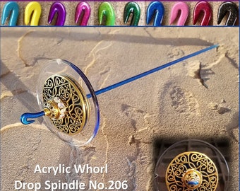 Beaded Acrylic Whorl Drop Spindle No.206 - Choose from 10 Shaft Colors - Free Shipping (US)