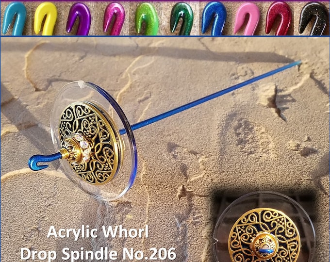 Beaded Acrylic Whorl Drop Spindle No.206 - Choose from 10 Shaft Colors - Free Shipping (US)