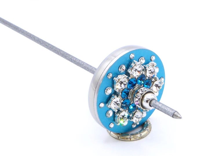 Tahkli Support Spindle No.688 - Blue Ice - Snowflake Design with Silver Shaft - FREE SHIPPING