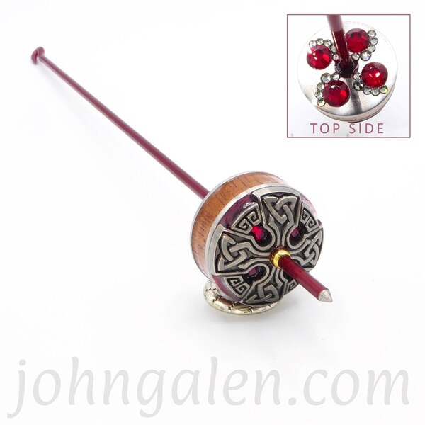 Tahkli Style Support Spindle - One of a Kind - Celtic Cross and Crystals - FREE SHIPPING