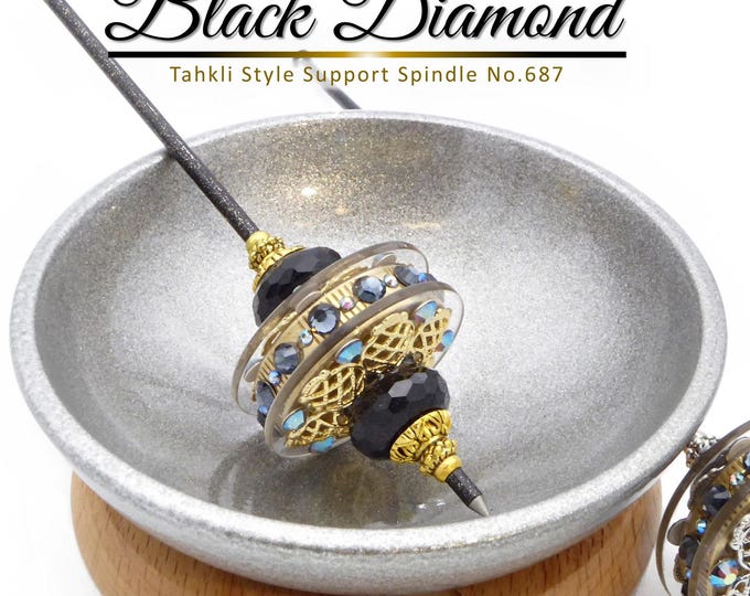 Tahkli Support Spindle No.687 - Black Diamond - Choice of Shaft & Jewelry Color - FREE SHIPPING (US Only)