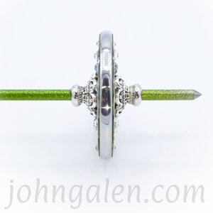 Support Spindle No.669 Reflective Mandala Tibetan Style/Size with Green Apple Sparkle Shaft FREE SHIPPING image 6