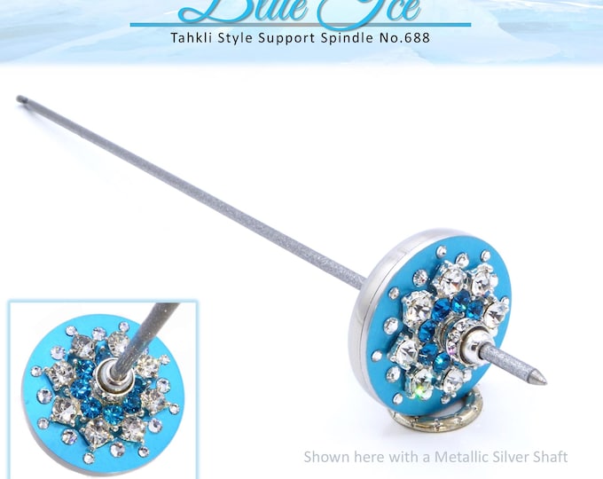 Tahkli Support Spindle No.688 - Blue Ice - Frozen Snowflake Design - Choice of 10 Shaft Colors