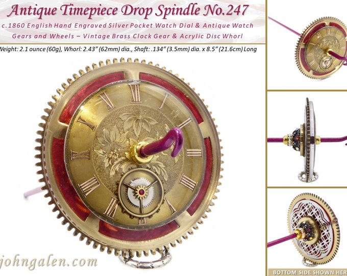 Antique Timepiece Drop Spindle No.247 - Circa 1860 English Fusee Dial - Brass Clock Gear Whorl - FREE SHIPPING (US Only)