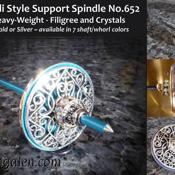 Tahkli Style Support Spindle No.652 - Heavy Weight Gold or Silver - 7 Shaft/Whorl Colors - FREE SHIPPING