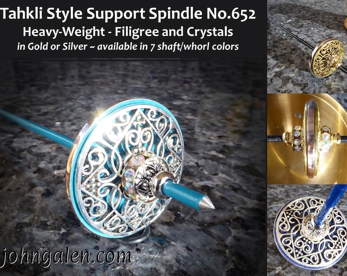 Tahkli Style Support Spindle No.652 - Heavy Weight Gold or Silver - 7 Shaft/Whorl Colors - FREE SHIPPING