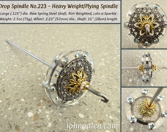 Drop Spindle No.223 - 2.5oz (75g) - Heavy Weight, Plying, Lots-o-Sparkle - Free Shipping (US)