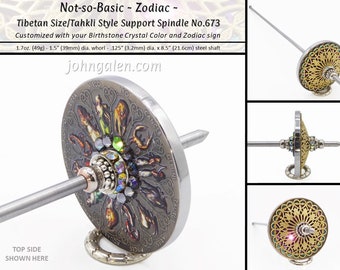 Zodiac Support Spindle No.673 - Not-so-Basic Tibetan Style - Personalized Zodiac and Birthstone Color - FREE SHIPPING
