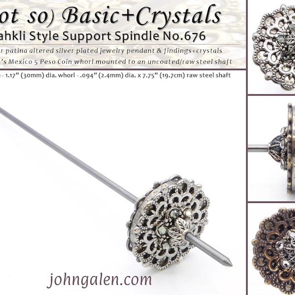 Tahkli Support Spindle No.676 - (not so) Basic+Crystals - in Silver or Gold - FREE SHIPPING