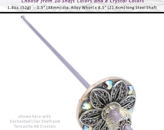 Support Spindle No.657 - Tibetan Size-Tahkli Style - Alloy Whorl - Choice of Shaft & Crystal Colors