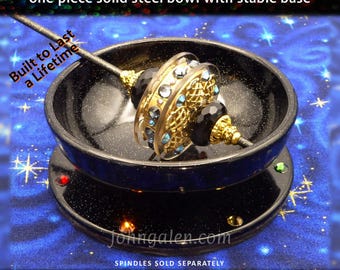 Support Bowl for Spinning: RAINBOW CHAKRA - Crystal Embellished - One-Piece Solid Steel Bowl with Stable Base - Free Shipping (US)