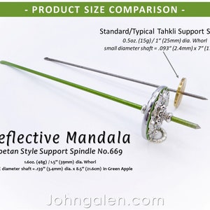 Support Spindle No.669 Reflective Mandala Tibetan Style/Size with Green Apple Sparkle Shaft FREE SHIPPING image 2