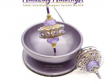 Tahkli Support Spindle No.674 - Amazing Amethyst in Gold or Platinum - Choice of 10 Shaft Colors