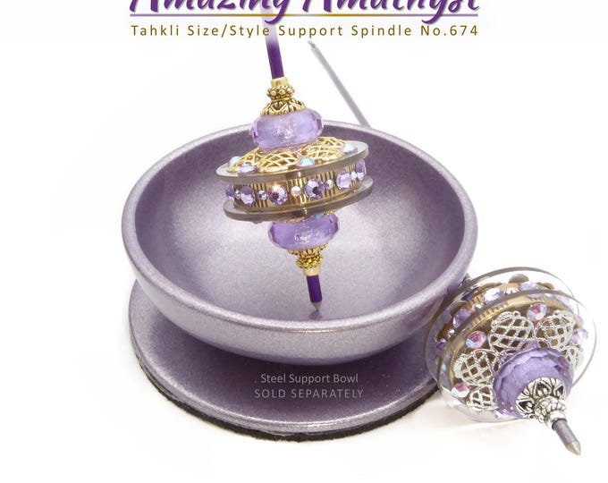Tahkli Support Spindle No.674 - Amazing Amethyst in Gold or Platinum - Choice of 10 Shaft Colors