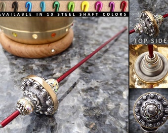 Tahkli Support Spindle No.630 - Western Style Silver and Crystals - Choice of Shaft Color - FREE SHIPPING