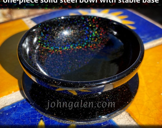 Support Bowl for Spinning: One-Piece Solid Steel Bowl with Stable Base - Cosmic Starlight Black