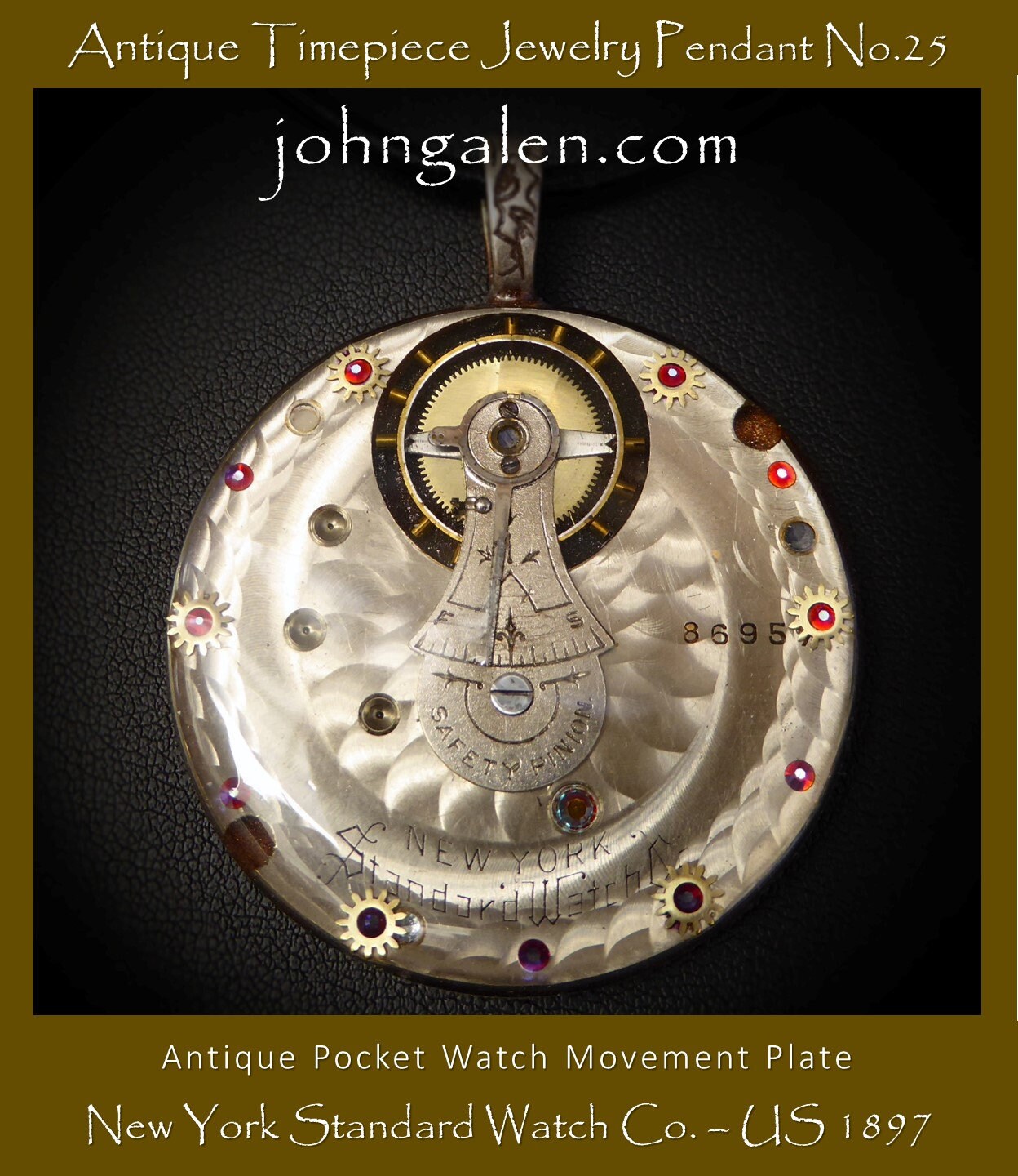 Antique Timepiece Steampunk Pendant No.25 1897 New York