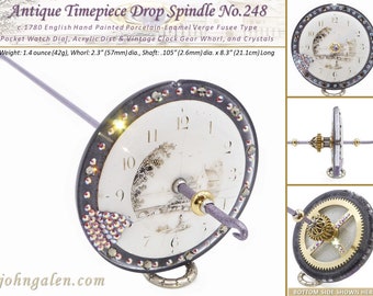 Antique Timepiece Drop Spindle No.248 - Circa 1780 England - Hand Painted Porcelain Enamel Watch Dial - Free Shipping (US)