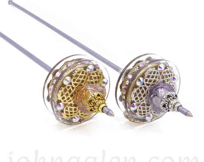 Tahkli Support Spindle No.674 - Amazing Amethyst in Gold or Platinum - choice of 10 Shaft Colors - FREE SHIPPING (US Only)
