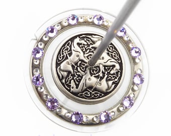 RESERVED for Rossy - Mini Drop Spindle No.238 - Celtic Horsed - Rim Weighted