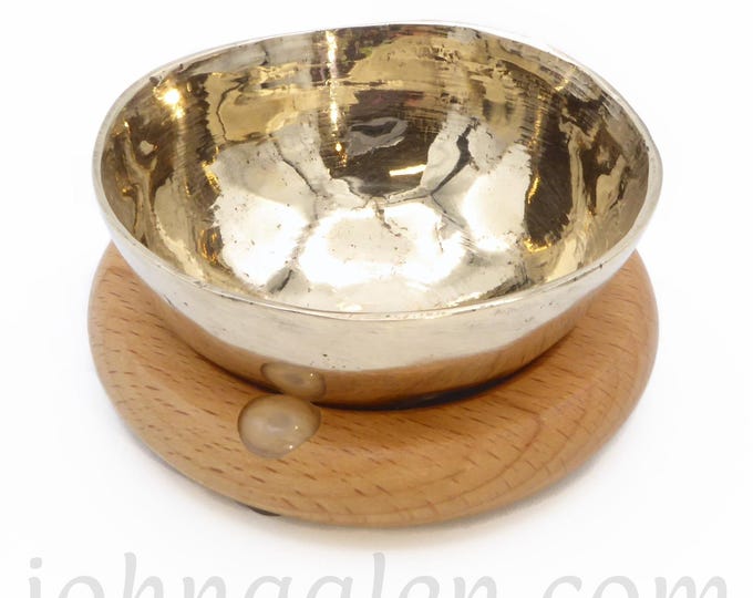 Support Bowl: Hand Hammered Solid Brass Singing Bowl with Beechwood Ring Base - FREE SHIPPING