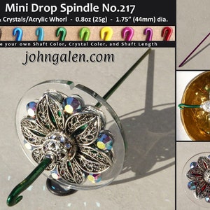 MINI Drop Spindle No.217 - 0.8oz (25g) - Choose Shaft/Crystal Color & Length - Free Shipping (US)