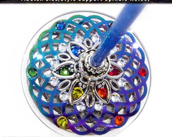 Support Spindle No.667 - Tibetan Style/Size - Choose from 11 Shaft Colors - Rainbow Kaleidoscope Design