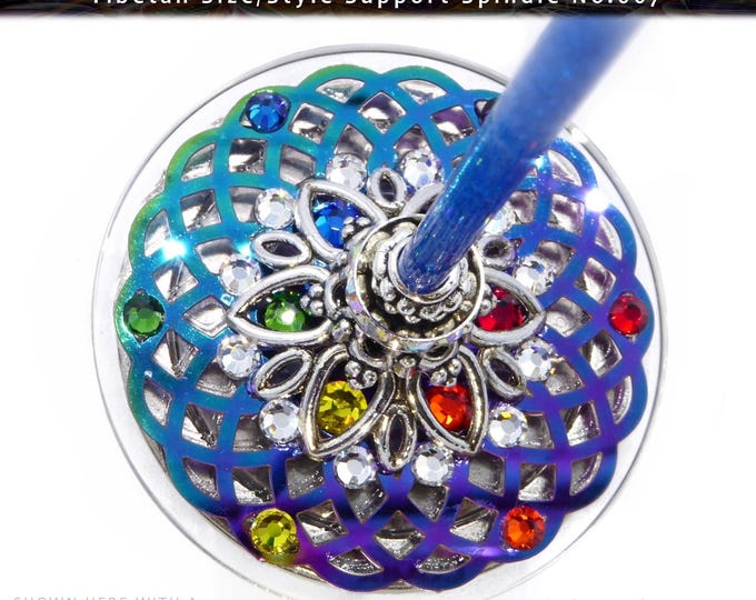 Support Spindle No.667 - Tibetan Style/Size - Choose from 11 Shaft Colors - Rainbow Kaleidoscope Design