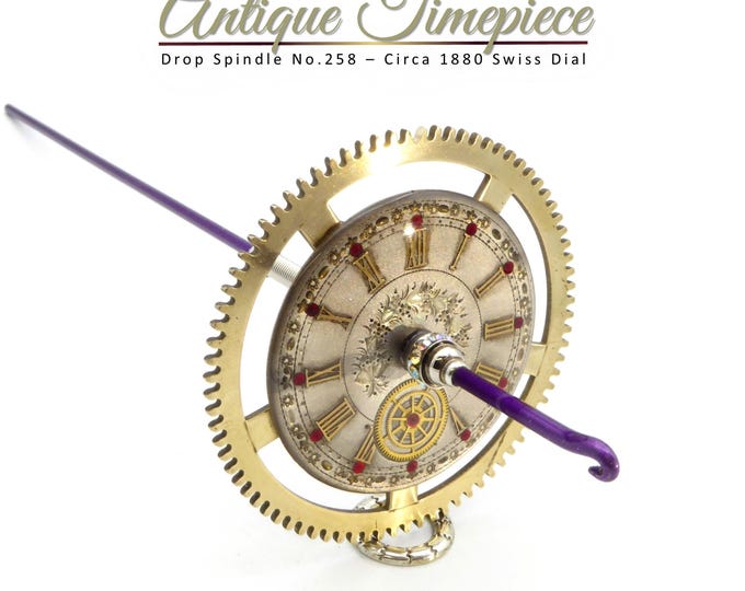 Antique Timepiece Drop Spindle No.258 - Circa 1880 Swiss Fusee Dial - Brass Clock Gear Whorl
