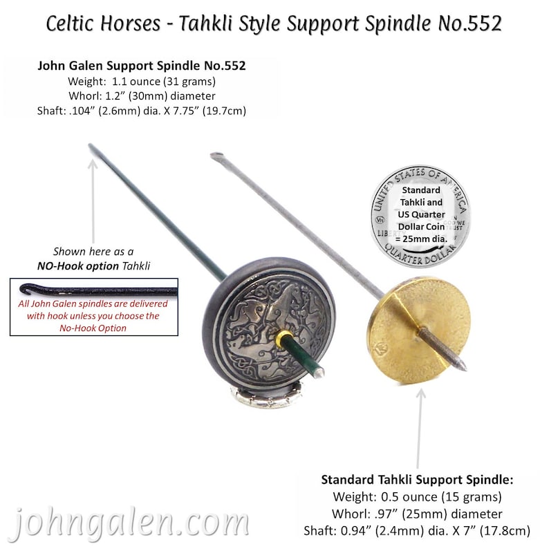 Tahkli Support Spindle No. 552 Cast Iron and Celtic Horses FREE SHIPPING image 2