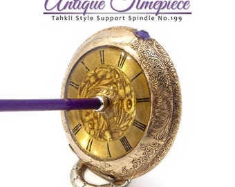 Antique Timepiece Support Spindle No.199 - Steampunk Tahkli Style - c1900 Keystone Case + Dial