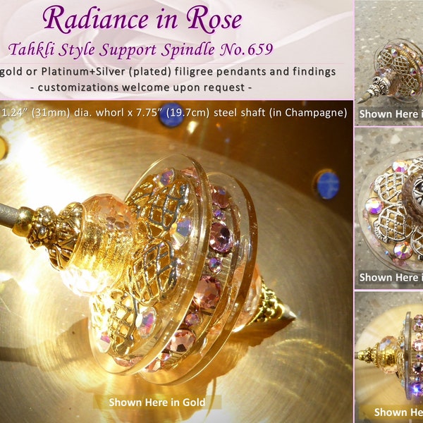 Tahkli Support Spindle No.659 - Radiance in Rose - choice of 10 Shaft Colors - FREE SHIPPING (US Only)