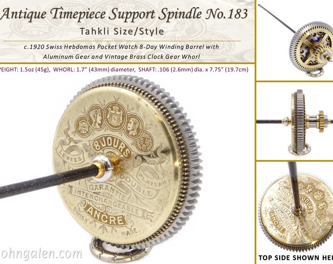 Antique Timepiece Support Spindle No.183 - Tahkli Style - c.1920 Swiss Hebdomas - Free Shipping (US Only)