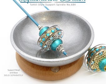 Tahkli Support Spindle No.684 - Aquamarine Dream - choice of Shaft & Jewelry Color - FREE SHIPPING (US Only)