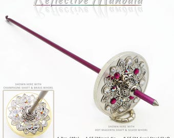 Support Spindle No.672 - Reflective Mandala - Tibetan Size Tahkli Style - 10 Shaft Colors