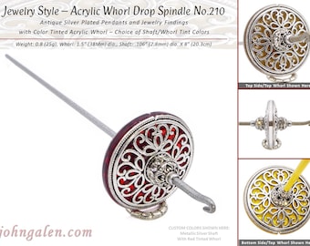 Acrylic Whorl Drop Spindle No.210 - Mini Size/Light Weight - 10 Shaft Colors - Free Shipping (US)