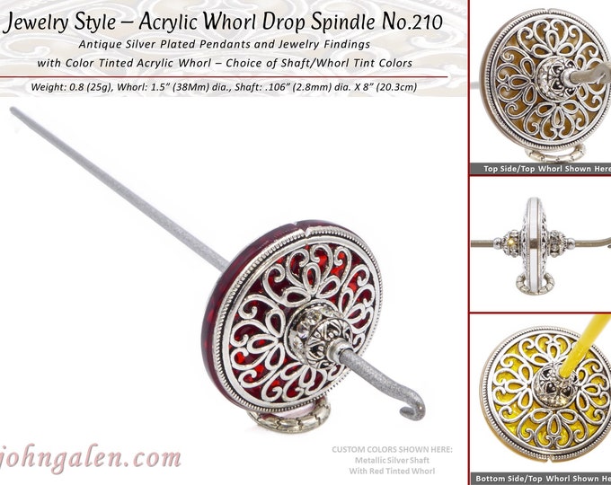 Acrylic Whorl Drop Spindle No.210 - Mini Size/Light Weight - 10 Shaft Colors - Free Shipping (US)