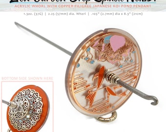 Drop Spindle No.234 - Zen Garden Koi Pond Alloy and Acrylic Whorl - 10 Shaft Colors
