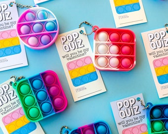 Valentine's Printable Cards Pop Quiz for Fidgets Classroom Valentine's Day Cards for Kids, Valentine's Day Gift Tags, Instant Download