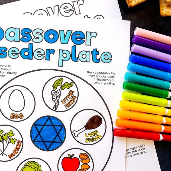 Passover Printable Coloring Page Classroom Activity for Kids, Coloring Page and Passover Facts, Instant Download