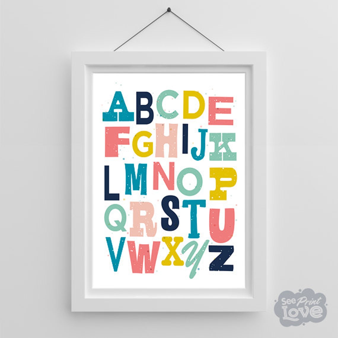 ABC Alphabet Printable Wall Art, Digital Download, Kids Nursery Wall