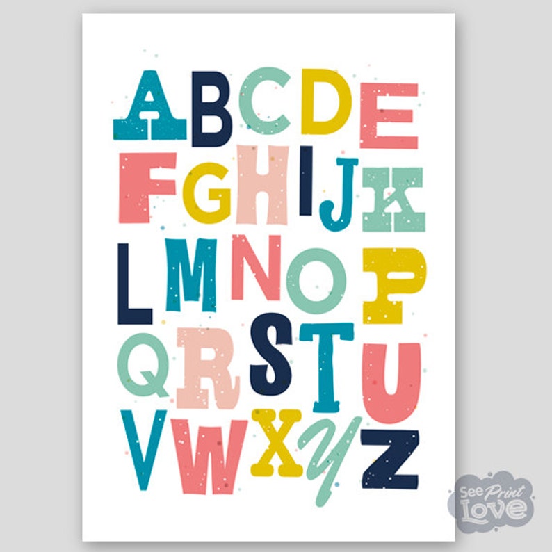 ABC Alphabet Printable Wall Art, Digital Download, Kids Nursery Wall ...