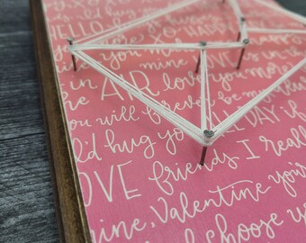 Valentines Love Letter mini string art wood sign, tiered tray sign