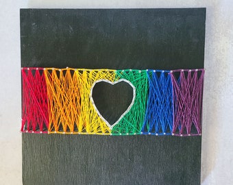 Pride Rainbow String Art Sign