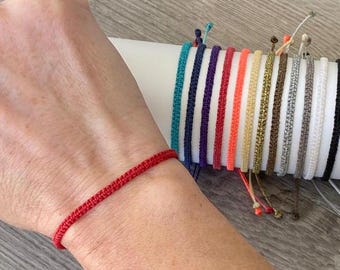Simple Thin Waxed Cord Friendship Bracelet, Everyday Macrame Bracelets for Men and Women, Adjustable Woven Bracelet, Minimalist Boho Jewelry
