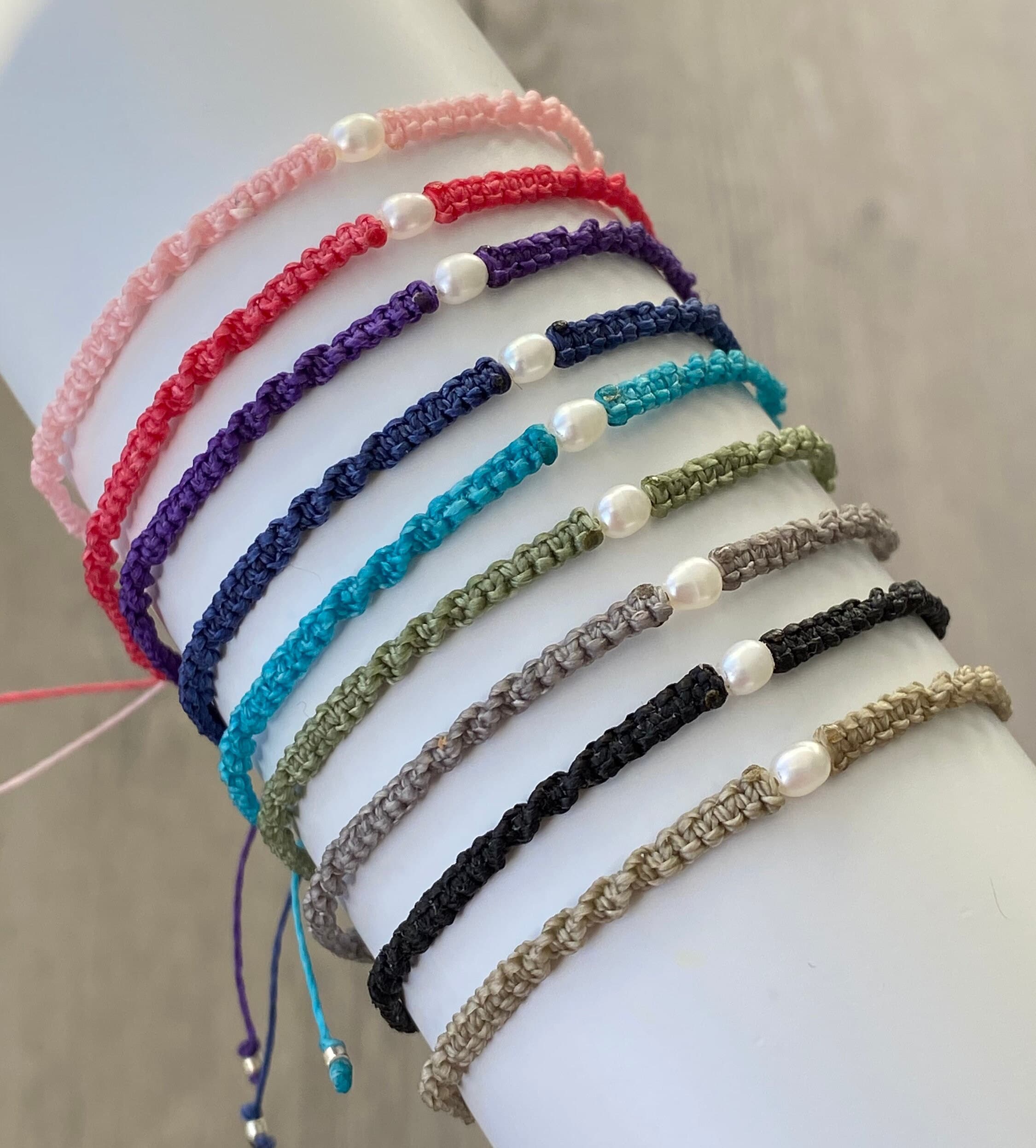 【美品】フミエタナカ　clear yarn bracelet Pearl Bracelet, Dainty Freshwater Pearl Friendship Bracelet