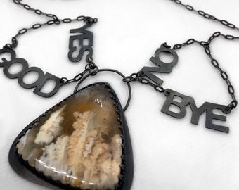 Sterling Silver Ouija Planchette Necklace with Plume Agate