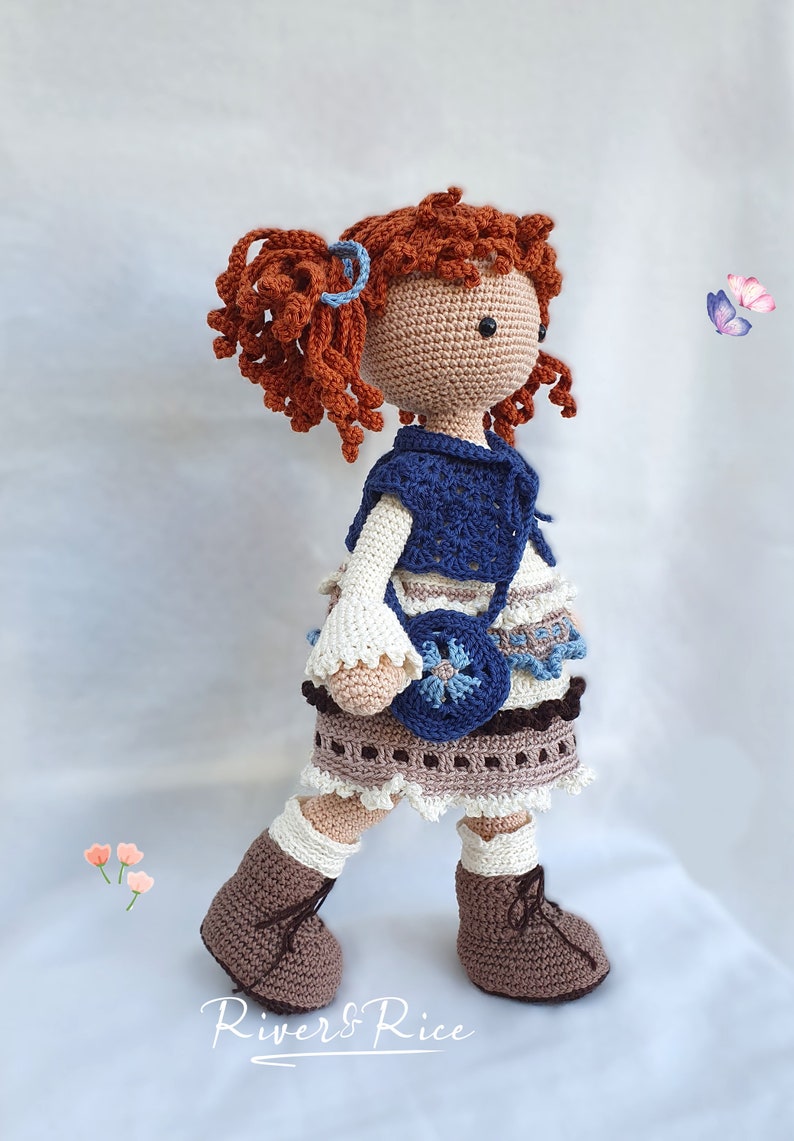crochet pattern Gabriëlla, pattern includes doll, clothes and bag. This crochet pattern is available in ENGLISH using American terms zdjęcie 5